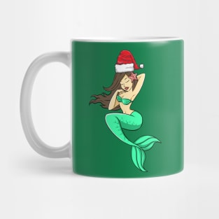 Santa Hat-Wearing Mermaid Funny Christmas Holiday Mug